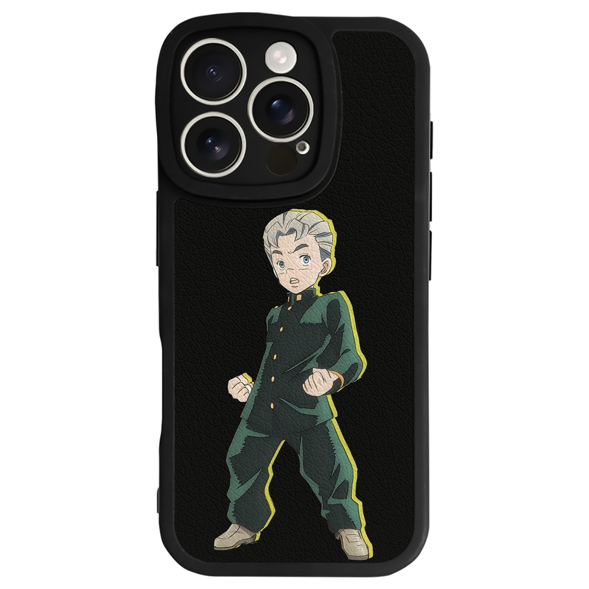 （画像用） ジョジョの奇妙な冒険 広瀨康一 JoJo's Bizarre Adventure Hirose Koichi 【iPhone 16シリーズ対応】シリコンスマホケース（レザー調） 材質：シリコン